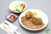 ミニハンバーグとクリーミーコロッケのカレー